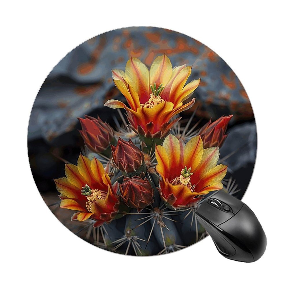 Mouses Pad Computer Mouses Mat Round Cute Mouses Pad with Design Non-Slip Desk Pad Laptop Desk Dark Rock Image Mat for Office Home Gaming Working
