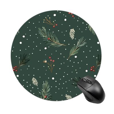 Mouses Pad Computer Mouses Mat Round Cute Mouses Pad with Design Non-Slip Desk Pad Laptop Desk Small Pine Branch Mat for Office Home Gaming Working