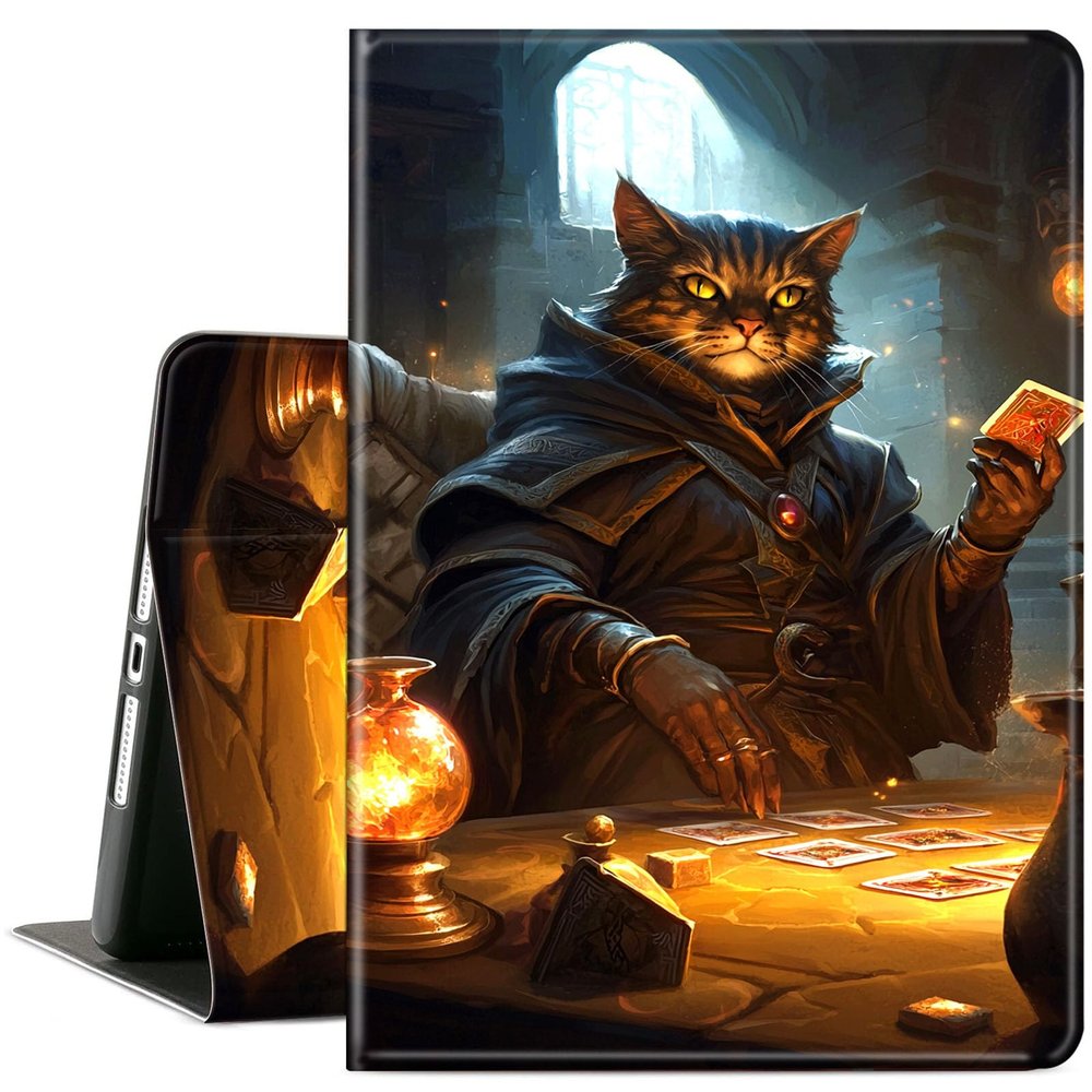 ACWDMKH for iPad (A16) 11th Generation Case 11 Inch 2025,for iPad 10th Generation Case 10.9 Inch 2022,Cute Slim PU Leather Folio Adjustable Stand Cover with Auto Wake/Sleep,Funny Cat Card