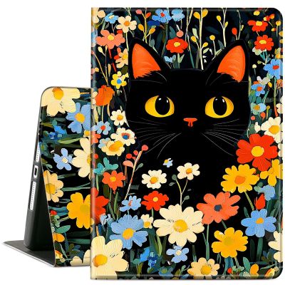ACWDMKH for iPad (A16) 11th Generation Case 11 Inch 2025,for iPad 10th Generation Case 10.9 Inch 2022,Cute Slim PU Leather Folio Adjustable Stand Cover with Auto Wake/Sleep,Cartoon Cat Floral