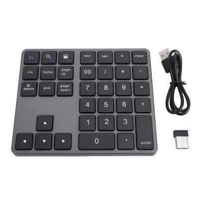 GOWENIC Cordless Numeric Keyboard, 35 Keys Number Pad with Receiver, Sturdy 2.4G Cordless BT5.0 BT3.0 Number Keypad for OS X Laptop Desktop Smartphone (Black)