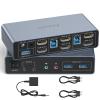 Alxum 2 Port HDMI KVM Switch with Audio and Microphone Ports-2 Monitors Share 2 PC,Dual Mode Switching Support Copy or Extended Mode 4K@60Hz 3 USB A 5Gbps,Includes Desktop Controller, 2 USB Cables view 1