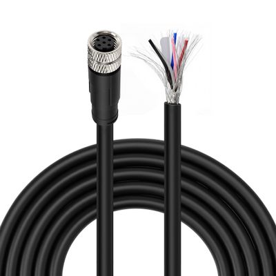 ZBLZGP M8 6Pin A-Code Female Pigtail Cable, IP67 Waterproof Shielded Open End Flying Leads Wire 2m (6.6ft) for Machine Vision System
