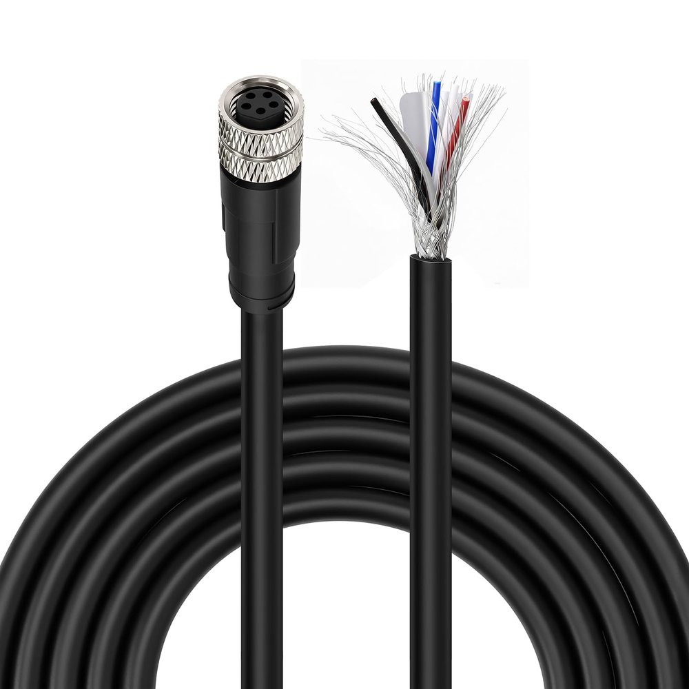 ZBLZGP M8 5-Pin Female to Bare Wire Cable, Shielded B-Code PVC 2M for Cognex in-Sight Micro 2000, Phoenix Contact, Banner - Industrial Automation Control
