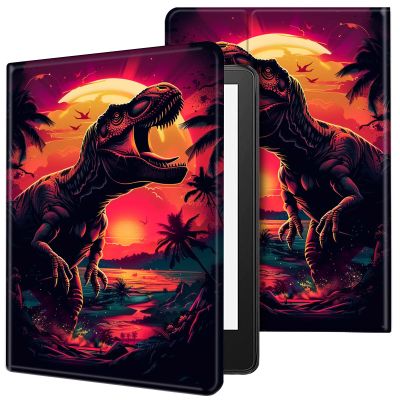 ACWDMKH Case for Kindle Scribe,PU Leather Cute Slim Folio Adjustable Stand Cover with Auto Wake/Sleep for Amazon Kindle Scribe Cover 10.2 Inch (2024/2022 Release),Dinosaur Sunset