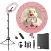 18 Inch Ring Light Kit, 55W6700k Dimmable LED Light, Tripod Stand, Remote Controller,Box,CRI95(Pink) view 1