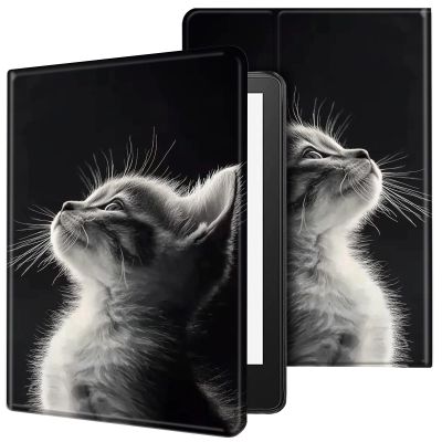 ACWDMKH Case for Kindle Scribe,PU Leather Cute Slim Folio Adjustable Stand Cover with Auto Wake/Sleep for Amazon Kindle Scribe Cover 10.2 Inch (2024/2022 Release),Cute Cat Black