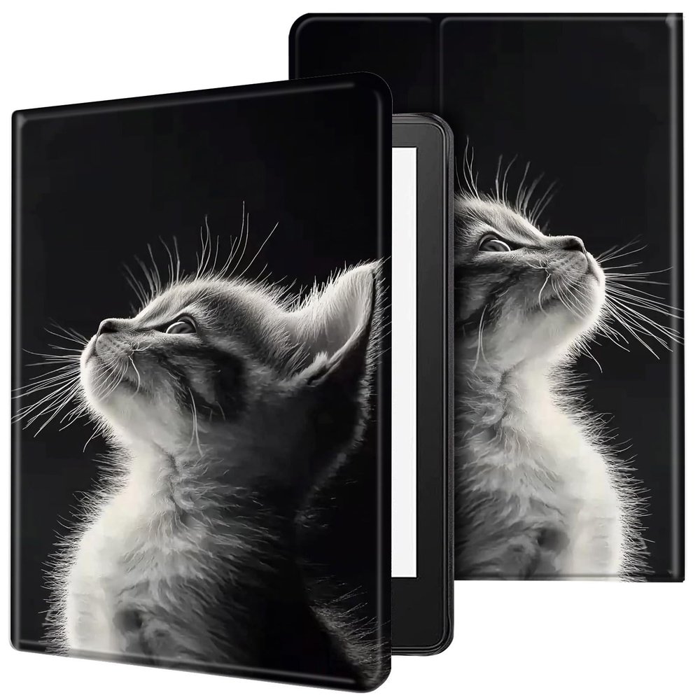 ACWDMKH Case for Kindle Scribe,PU Leather Cute Slim Folio Adjustable Stand Cover with Auto Wake/Sleep for Amazon Kindle Scribe Cover 10.2 Inch (2024/2022 Release),Cute Cat Black