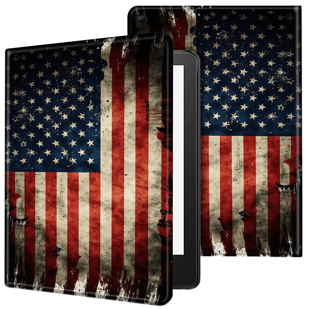 ACWDMKH Case for Kindle Scribe,PU Leather Cute Slim Folio Adjustable Stand Cover with Auto Wake/Sleep for Amazon Kindle Scribe Cover 10.2 Inch (2024/2022 Release),Retro American Flag