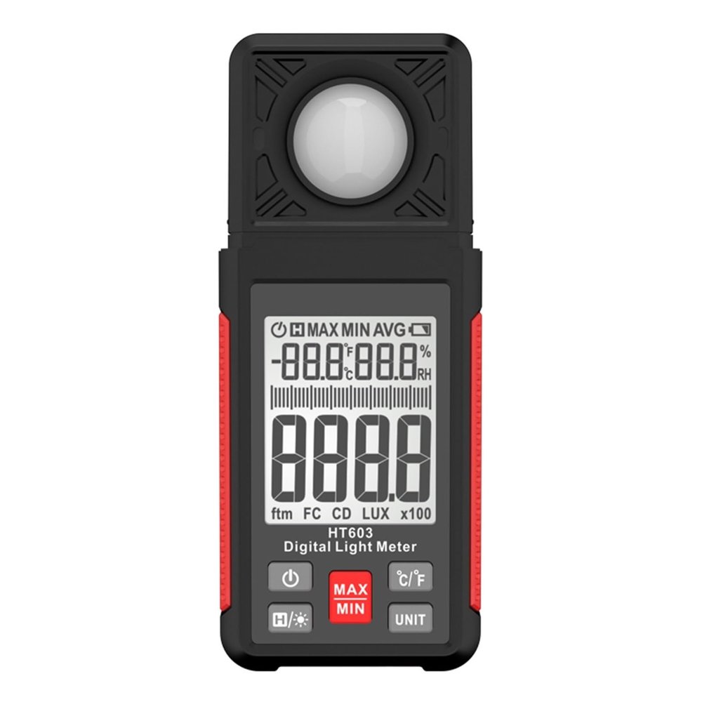 LIBODD HT603 Digital Lux Meter Light Meter 200,000 Lux Digital Illuminance Meter with Ambient Humidity and Temperature Meter