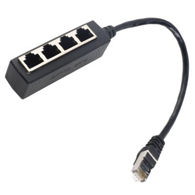 RJ45 Ethernet Splitter 1 to 4 Port, RJ45 Ethernet Network Cable Adapter, RJ45 1 Male to 4 Female LAN Ethernet Cable Splitter, Compatible with ADSL Hub Switch TV Router