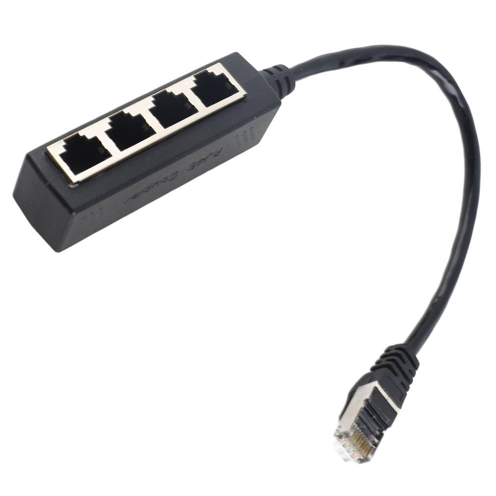 RJ45 Ethernet Splitter 1 to 4 Port, RJ45 Ethernet Network Cable Adapter, RJ45 1 Male to 4 Female LAN Ethernet Cable Splitter, Compatible with ADSL Hub Switch TV Router