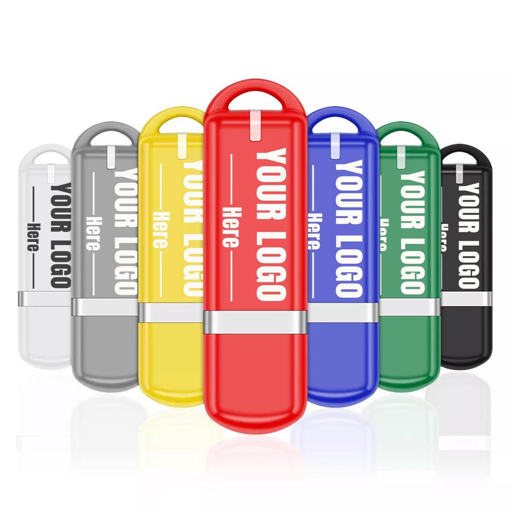 Custom USB Flash Drive 16GB 50 Pack with Oval Cap Thumb Drive Customizable USB Drive Logo Print FEWINA Branding with Personalized USB Stick (50 Pack,7 Color Options)