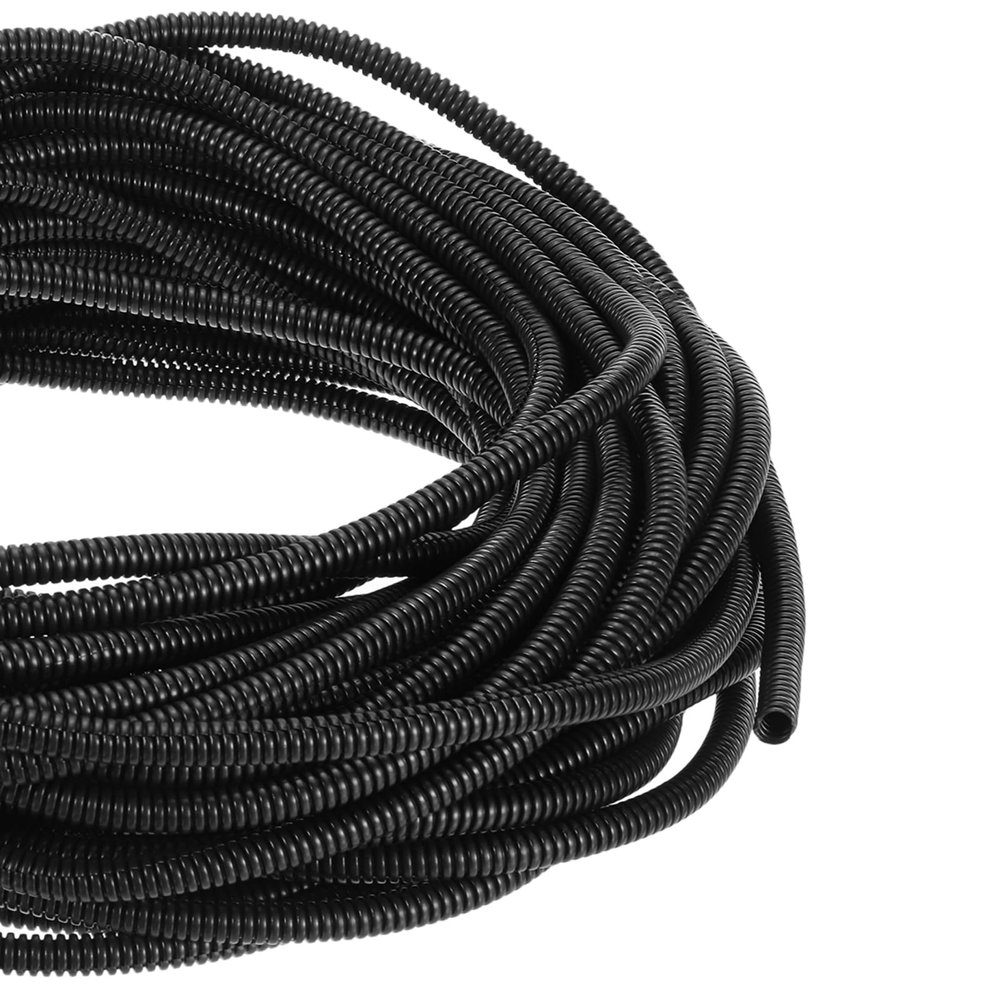 DMiotech 100ft Wire Loom Split Tubing 1/4 Inch, Cord Protectors from Pet Flexible Conduit Cable Management for Office, Home, Garden, Black