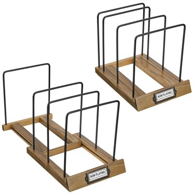 Big Fudge Vinyl Acacia Wood Expandable Record Storage - LP Album Rack & Scratch-Resistant Vinyl Holder Stand - For Record Collection Organisation and Display - Holds 50-75 Records