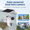 Dual 3MP Lens Solar Powered Security Camera with 128GB Memory Card, 4X Zoom Wireless Outdoor Linkage Camera for Home Security, 9.84ft / 3M Cord, 2.4G Hz WiFi, 360 PTZ Camera w/Auto Tracking, PIR Motio view 2