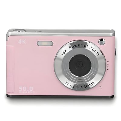 4K Digital Camera, 16X Zoom Video Camera Camcorder Anti Shake with 2.8 Inch LCD Screen, 50MP Autofocus Compact Camera with Fill Light for Selfie Vlog (Roseate)
