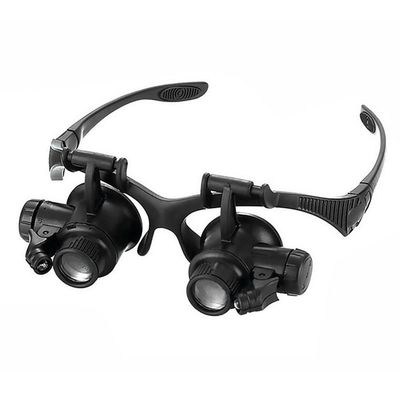 JOEBO Microscope Kit 2LED Head-Mounted Illuminating Microscope Headband Repair LED Lamp Light Magnifying Glass Microscope Lens Adapters(10 15 20 25x A)