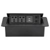 Multi-Function Desktop Information Box Embedded B Port Socket Computer Network Hole Pop-Up Universal Three Hole Desktop Socket,Black view 1