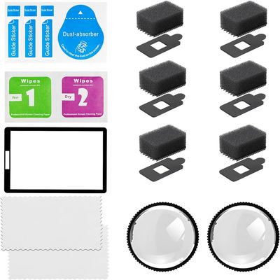 ClouGlow Tempered Glass Screen Protector for Insta360 X4 with Lens Guard and Foam Mic Wind Muff for Noise Reduction