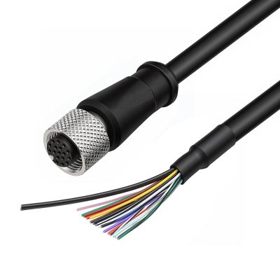 M12 17-Pin Female A-Coded Pigtail Cable, 30M (98.4FT) Shielded IP67 PVC IO Trigger Power Line for Sick Banner Cognex Datalogic Matrix Vision Sensors