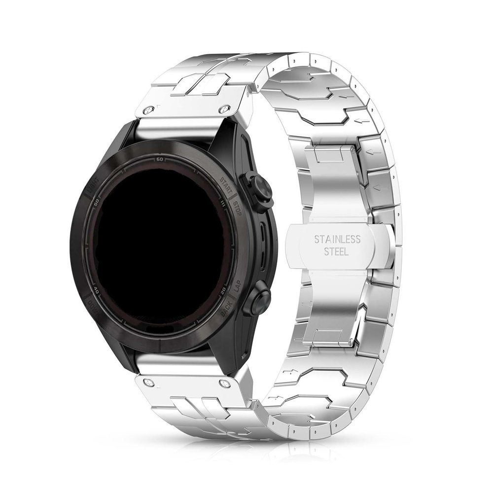 22mm 26mm Metal Strap For Garmin Fenix 8 7 6 5/Fenix 7X 6X 5X /Tactix7pro Stainless Steel Band Quick Fit Strap(Silver,22mm(MARQ series))