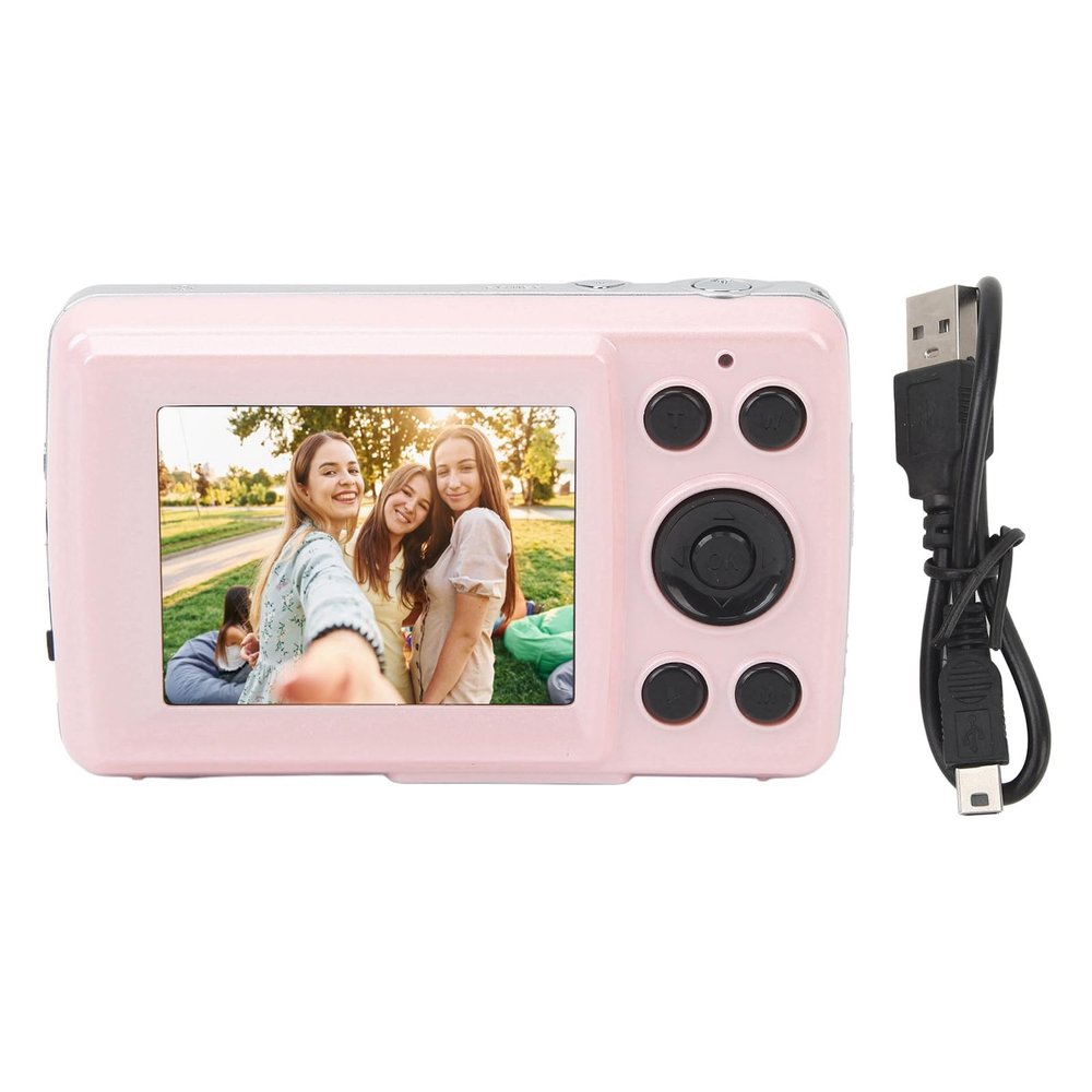16megapixel HD Digital Camera,16X Digital Zoom 1080P 16M Auto Focus Digital Camera,2.4 Inch LCD Screen Portable Camera,Practical CCD Camera Suitable for All Kinds of Scene Shooting (Pink)