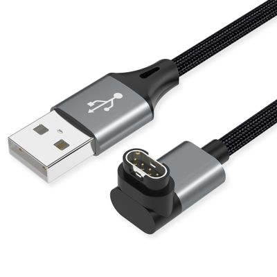 AGVEE 1.5ft Charger for Garmin Watch, L-Shape Charging Cable for Fenix, Forerunner, Vivoactive, Instinct, Venu, Tactix, Approach, D2, Quatix Series, Right Angle Braided, Dark Gray