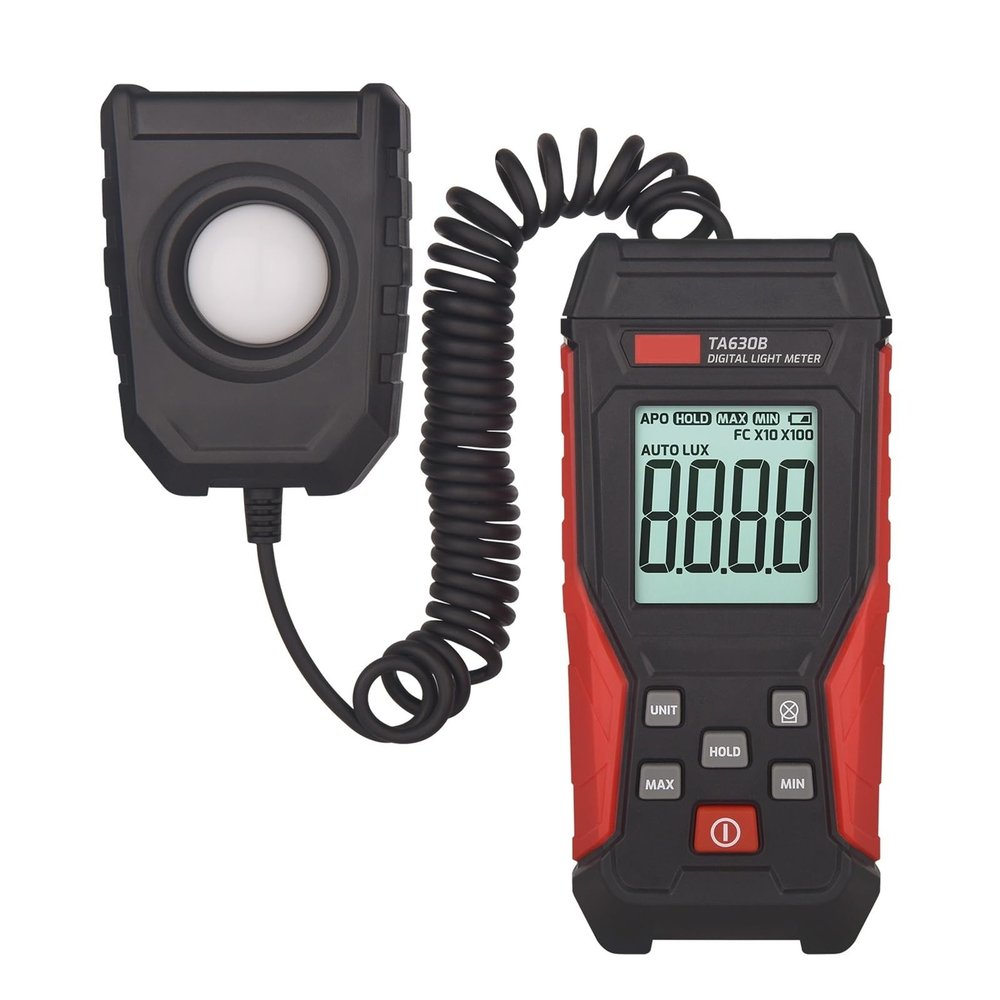 LIBODD Digital Light Meter Illuminance Lux Meter Record LCD 0~200,000 Measurement Range Flexible Sensor Light Tester(TA630B)