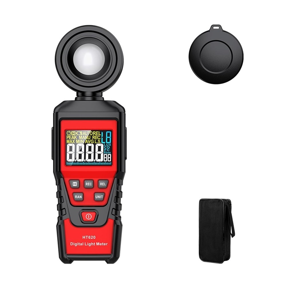 LIBODD HT620 Light Meter Digital Illuminance Meter Handheld Ambient Temperature Measurer with Range Up to 200,000 Lux Luxmeter(HT620)