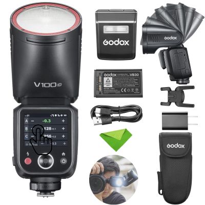 Godox V100C V100-C 100Ws TTL Flash for Canon Cameras, 400 Full Power Flashes, 1.7s Recycle Time, 2.4G Wireless with External Flash, Touchscreen Flash for Canon EOS Cameras (Godox V100C USA Version)