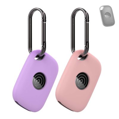 2 Pack Case for Tile by Life360 Pro (2024) with Keychain,Anti-Scratch Finder Protective Cover for Keys, Bags, Pets Collar Tag Accessories,Shockproof & Dustproof (Purple+Pink)
