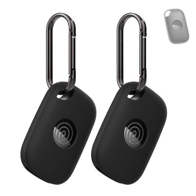 2 Pack Case for Tile by Life360 Pro (2024) with Keychain,Anti-Scratch Finder Protective Cover for Keys, Bags, Pets Collar Tag Accessories,Shockproof & Dustproof (Black+Black)