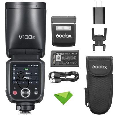 Godox V100 V100-F 100Ws Flash for Fujifilm Camera TTL Speedlight, 1/8000 HSS, 400 Full Power Flashes, 1.7s Recycle Time, 2.4G Wireless with External Flash, Touchscreen Flash (Godox V100F USA Version)