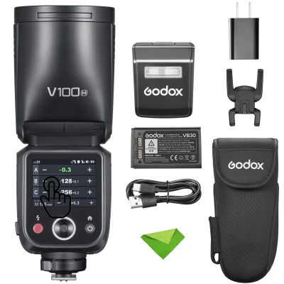 Godox V100 N V100-N 100Ws TTL Flash, 400 Full Power Flashes, 1.7s Recycle Time, 2.4G Wireless with External Flash, HSS Speedlight, Touchscreen Flash (Godox V100-N USA Version)