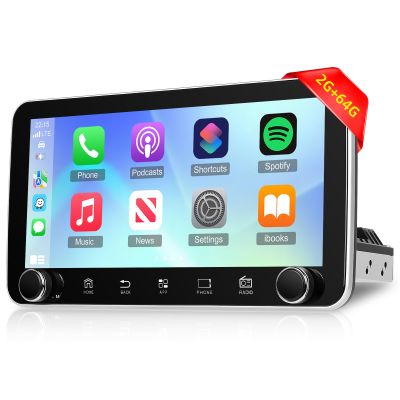 [2G+64G] 10.36 inch Android Single Din Car Stereo, 10 inch Touch Screen Radio with Wireless Carplay/Android Auto/EQ Audio/SWC/Bluetooth/WiFi/FM RDS Radio