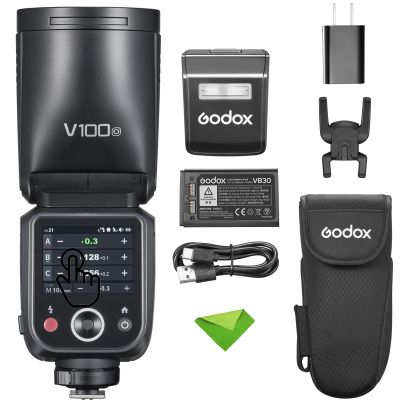 Godox V100 V100-O 100W Flash for Olympus Panasonic Cameras, TTL 1/8000 HSS, 400 Full Power Flashes, 1.7s Recycle Time, 2.4G Wireless with External Flash, Touchscreen Flash (Godox V100-O USA Version)