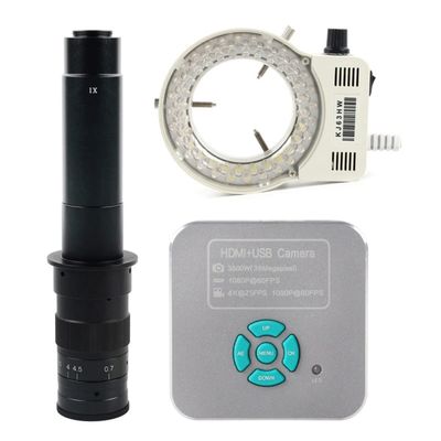 Lab Microscope Accessories 2K 36MP Video Microscope Camera Electric 180X/300X/200X/500X C Mount Lens(300X with Light)