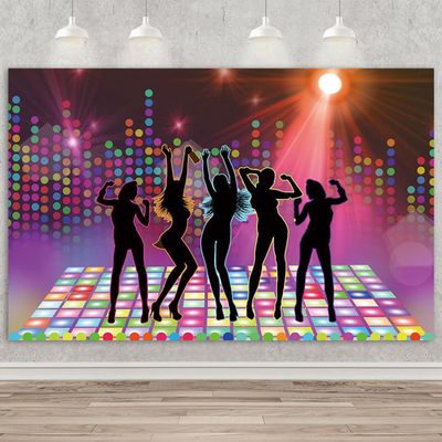 9x6ft Disco Backdrop Disco Dance Photography Background for Disco Party Birthday Backdrop Neon Night Vintage Let's Glow Crazy Shining Photo Booth Background Photo Shot Props