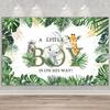 10x8ft Baby Shower Backdrop A Little Boy is On His Way Photography Background Safari Jungle Animals Backdrop Baby Shower Wedding Birthday Party Photography Background Photo Studio Props view 1