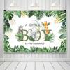 10x8ft Baby Shower Backdrop A Little Boy is On His Way Photography Background Safari Jungle Animals Backdrop Baby Shower Wedding Birthday Party Photography Background Photo Studio Props view 4