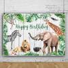 10x6.5ft Happy Birthday Backdrop Safari Tropical Forest Jungle Animals Photography Background Kids Boys Birthday Baby Shower Party Children Portraits Decoration Supplies Photo Booth Props view 2