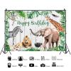 10x6.5ft Happy Birthday Backdrop Safari Tropical Forest Jungle Animals Photography Background Kids Boys Birthday Baby Shower Party Children Portraits Decoration Supplies Photo Booth Props view 3