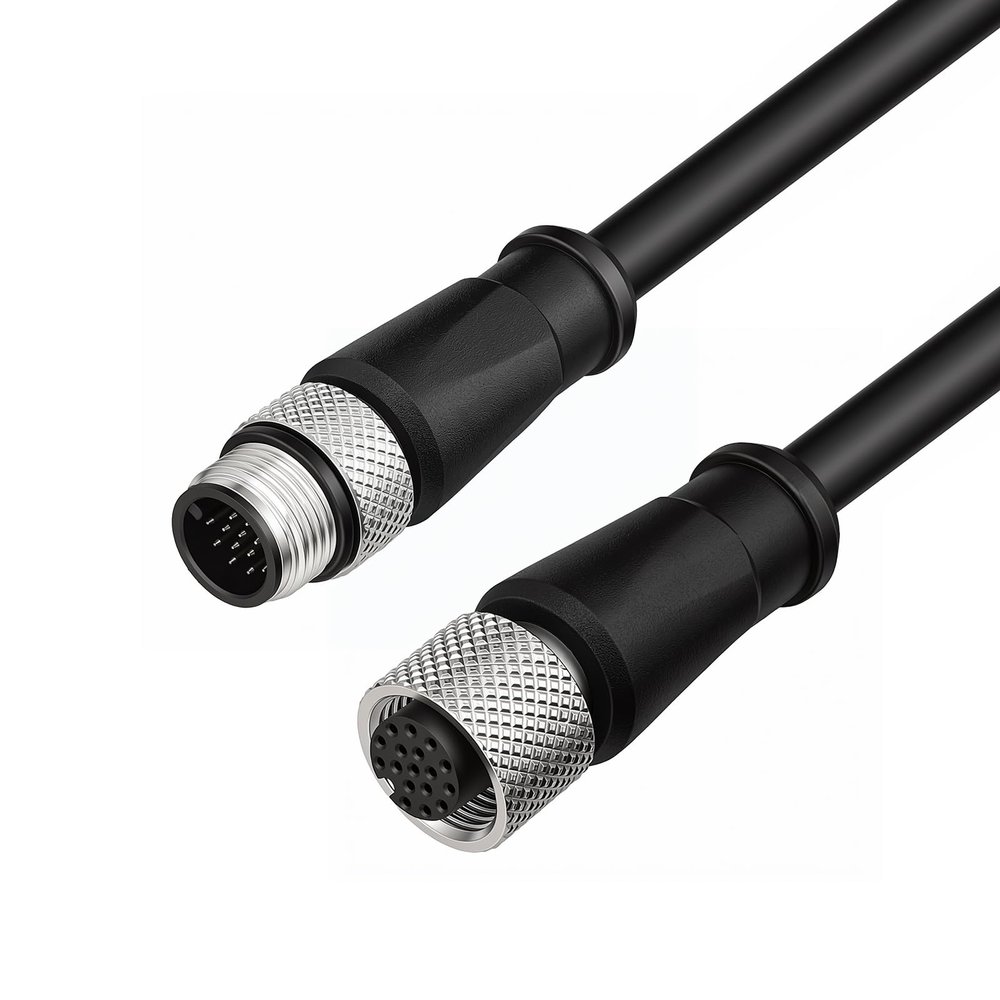 ZBLZGP M12 17-Pin Male to Female A-Coded Extension Cable, 50M (164.0FT) Shielded IP67 IO Trigger Power Cable for Cognex, Sick, Banner, Datalogic Machine Vision Systems