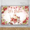 10x6.5ft Lets Partea Backdrop Floral Teapot Photography Background Colorful Floral Dessert Backdrop Baby Shower Wedding Birthday Party Photography Background Photo Studio Props view 2