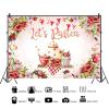 10x6.5ft Lets Partea Backdrop Floral Teapot Photography Background Colorful Floral Dessert Backdrop Baby Shower Wedding Birthday Party Photography Background Photo Studio Props view 3