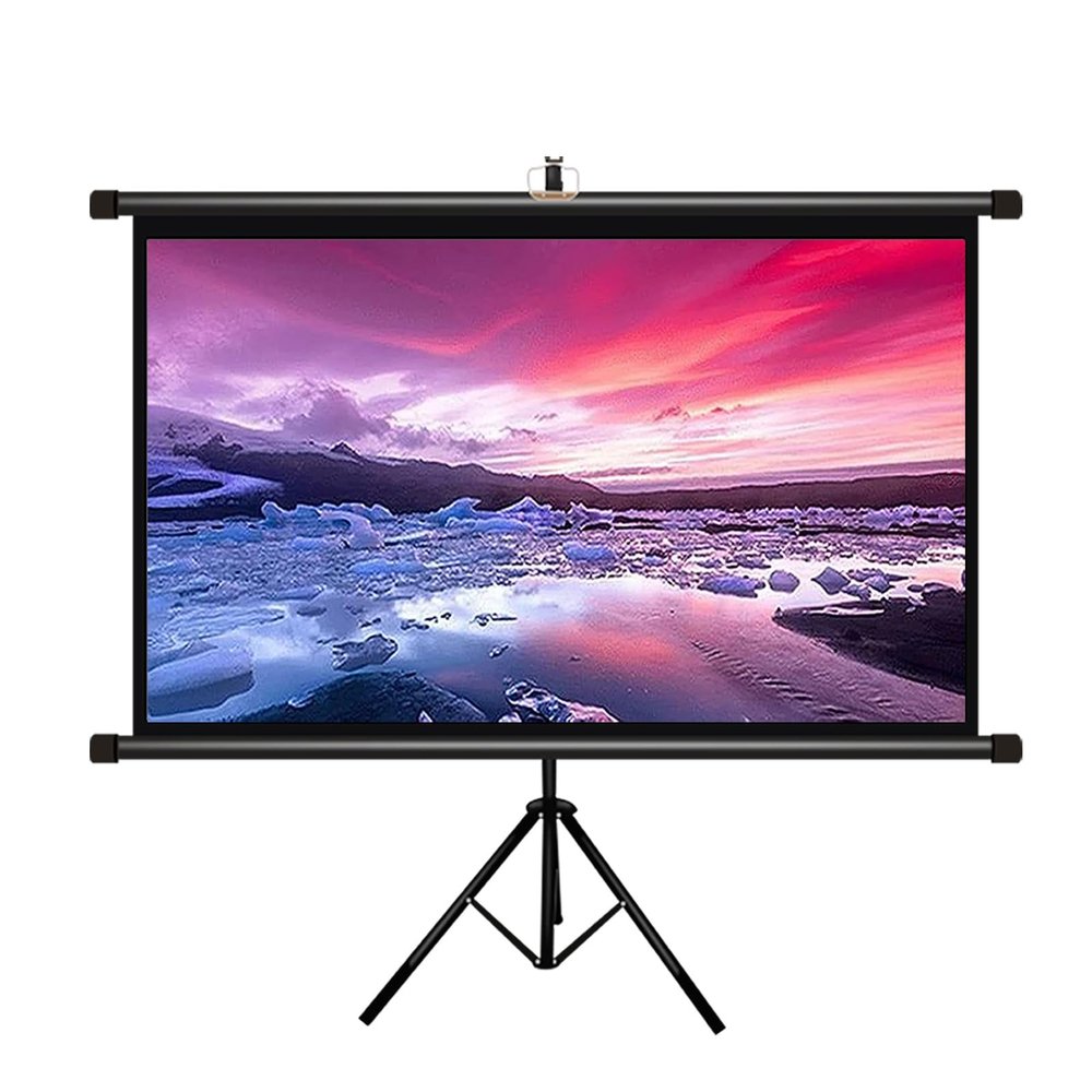 Projector Screen with Stand, Indoor Outdoor Tripod Movie Screen, 60/72inch 4:3/16:9 4K HD Projection Screen Stand Wrinkle-Free Height Adjustable Portable Screen for 4K HDTV Movie Theater Home(4:3 60in
