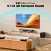 Hiwill Dolby Atmos 5.1CH Sound Bar for Smart TV, w/5.25'' Subwoofer & 2 Rear Speakers Wired Surround Sound System, 380W Peak Power, Compact Bluetooth Soundbar Speaker, eARC/ARC/Optical, HiElite A51 view 2