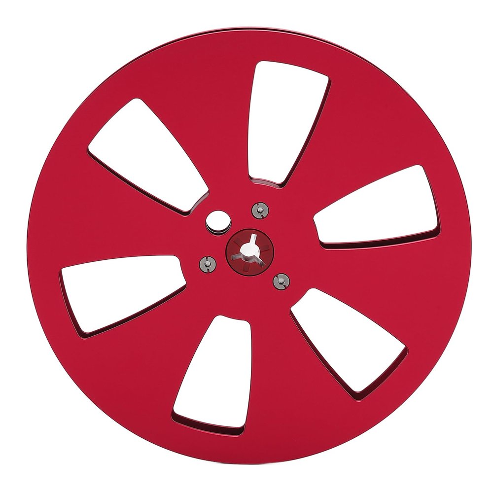 1/4 7 Inch Empty Tape Reel, Aluminum Alloy with 6 Hole for Reel to Reel Tape Recorder, Universal Open Reel Sound Tape Reel, Replacement Opening Machine Part (Red)