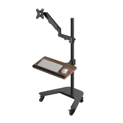Adjustable Monitor Stand Single Monitor Floor Stand for 17"-32" Flat/Curved Screens up to 19.8lbs, Mobile Monitor Mount Stand Gas Spring Monitor Cart with Keyboard Tray Monitor Mount Monitor Arm